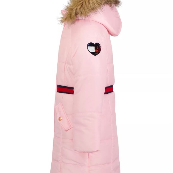Brand New TOMMY HILFIGER Little Girls Pink Puffer Jacket Coat, Size 5/6, NWT - Picture 3 of 5